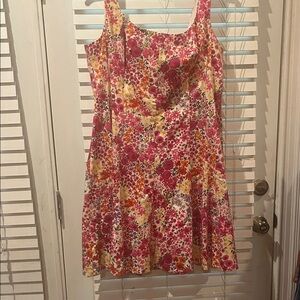 New Directions Floral Pink and Yellow Mini Dress